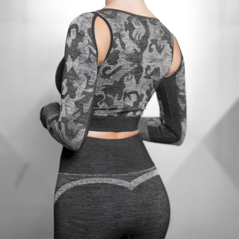 Camouflage yoga clothes top