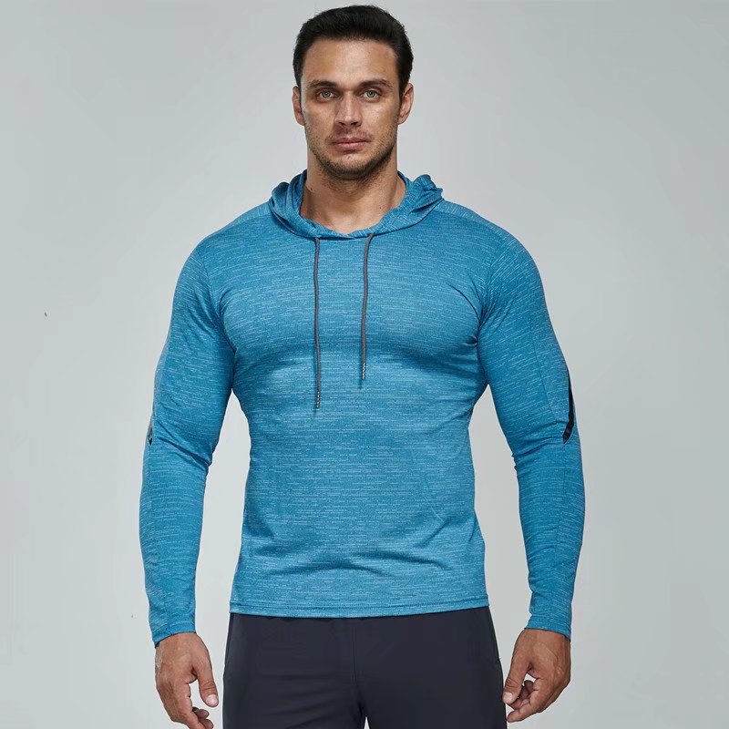 Men's Running Long Sleeved T-shirt Hooded Fitness Suit