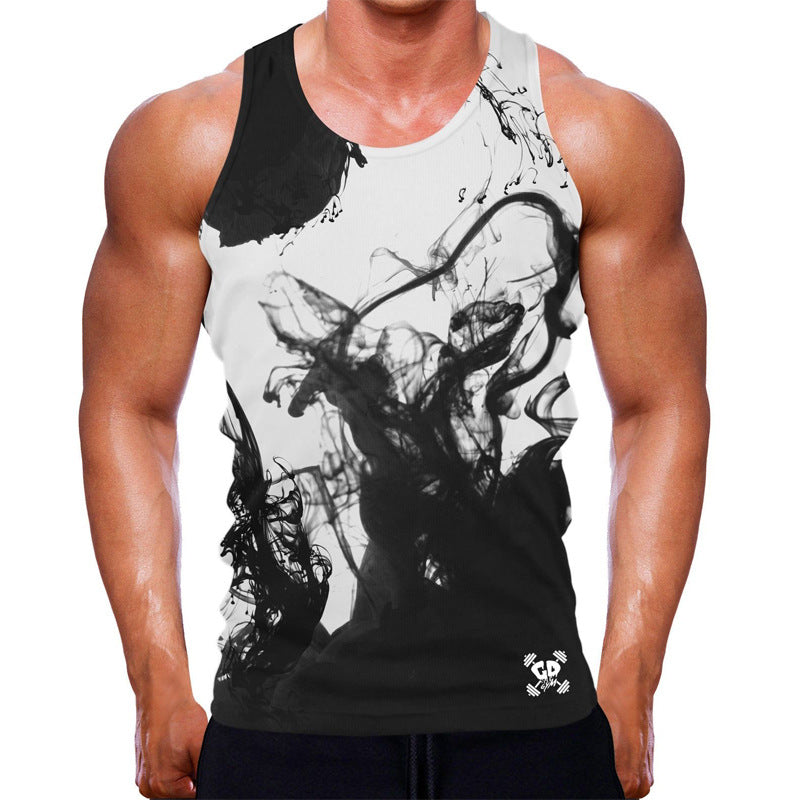 Men's Sleeveless 3d Printed Sports T Shirt